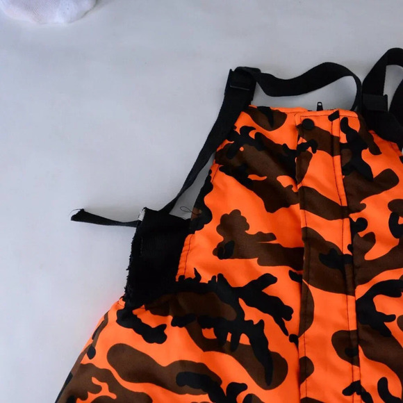 Vintage Winchester Neon Orange And Black Outdoor Camo Print Lined Overalls Med - Picture 10 of 16